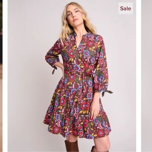 UNTUCKit Floral Long Sleeve Dress - Red and Blue